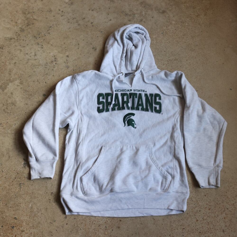 Vintage Michigan State Spartans Hoodie Gray Large 42/44 College Sweatshirt